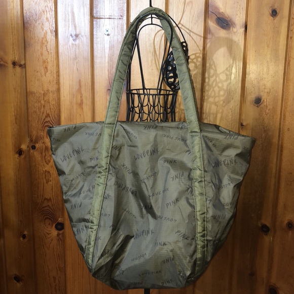 Pink Victoria’s Secret Olive green weekend tote bag and pouch large workout bag - Picture 9 of 16